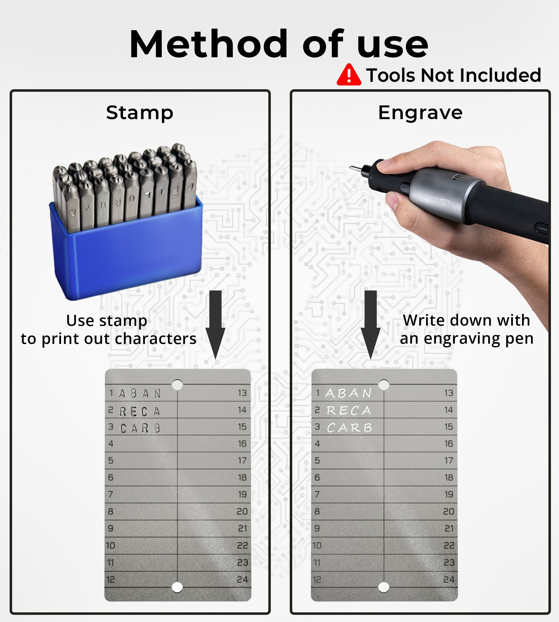 Plate engraving area